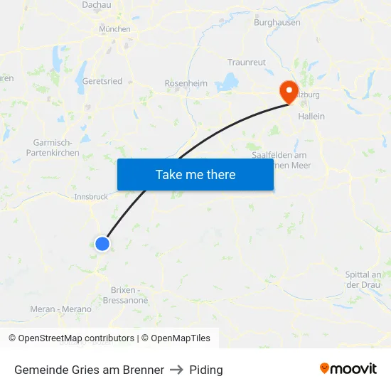 Gemeinde Gries am Brenner to Piding map