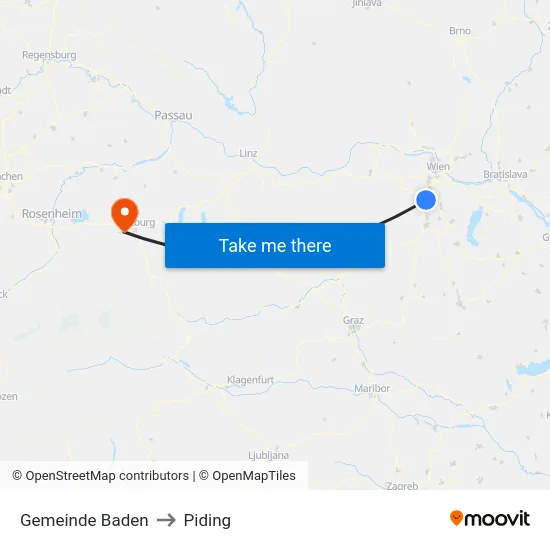 Gemeinde Baden to Piding map