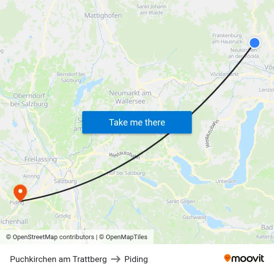 Puchkirchen am Trattberg to Piding map