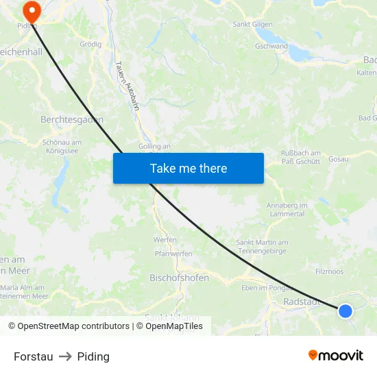 Forstau to Piding map