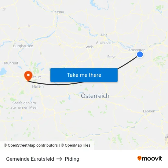 Gemeinde Euratsfeld to Piding map