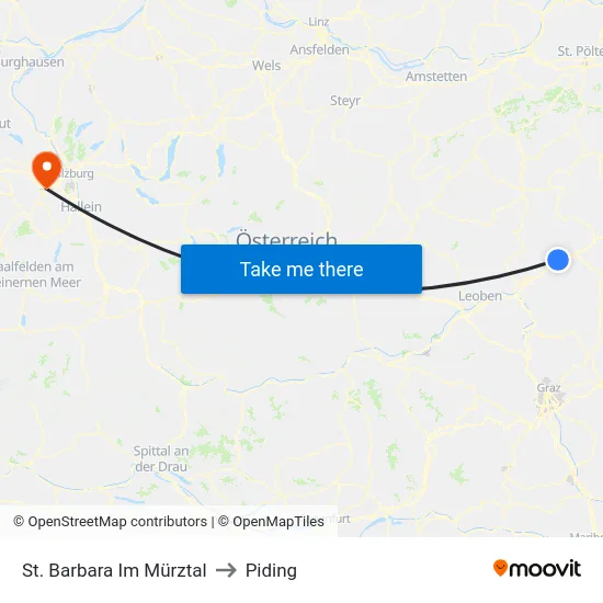 St. Barbara Im Mürztal to Piding map