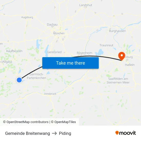 Gemeinde Breitenwang to Piding map