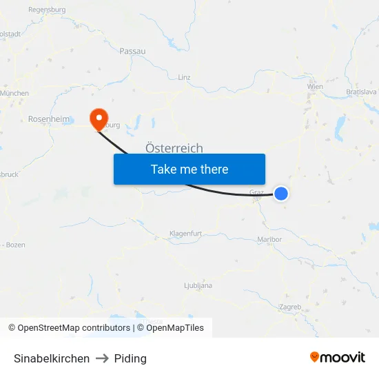 Sinabelkirchen to Piding map