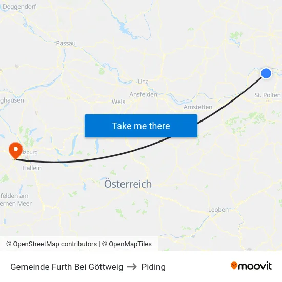 Gemeinde Furth Bei Göttweig to Piding map