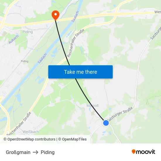 Großgmain to Piding map