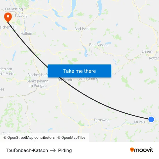 Teufenbach-Katsch to Piding map