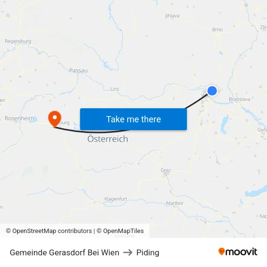 Gemeinde Gerasdorf Bei Wien to Piding map