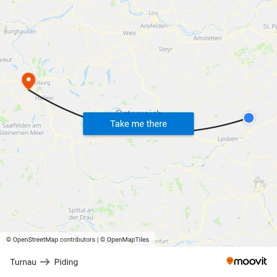 Turnau to Piding map
