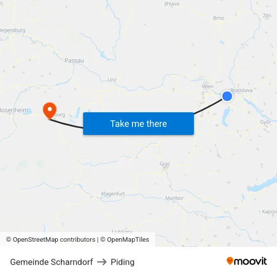Gemeinde Scharndorf to Piding map