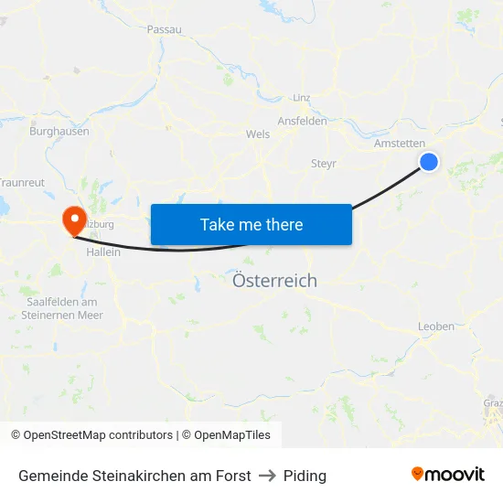 Gemeinde Steinakirchen am Forst to Piding map
