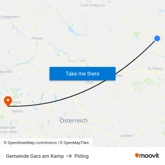 Gemeinde Gars am Kamp to Piding map