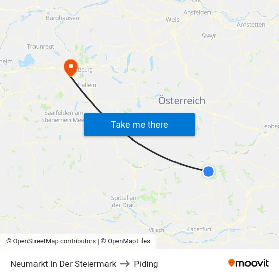 Neumarkt In Der Steiermark to Piding map