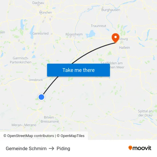Gemeinde Schmirn to Piding map
