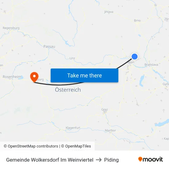 Gemeinde Wolkersdorf Im Weinviertel to Piding map