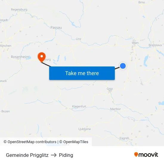 Gemeinde Prigglitz to Piding map