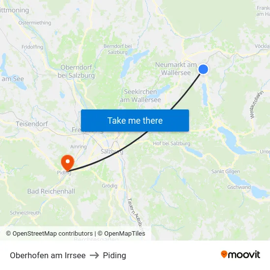 Oberhofen am Irrsee to Piding map