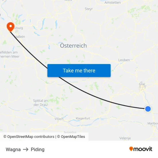Wagna to Piding map