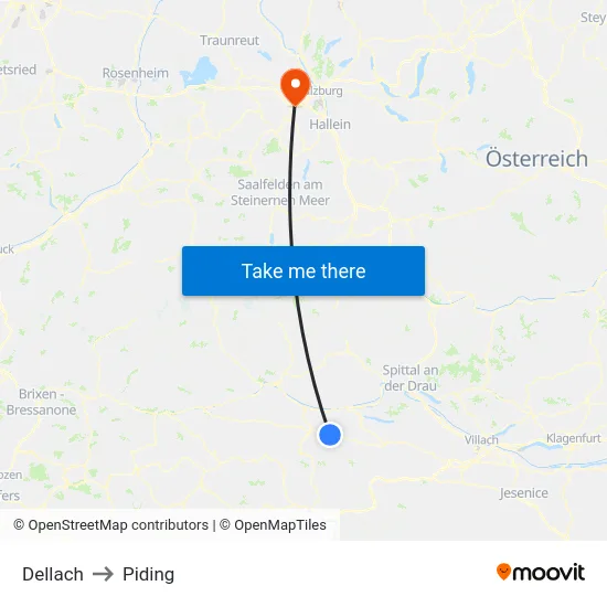 Dellach to Piding map