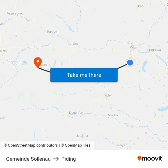 Gemeinde Sollenau to Piding map