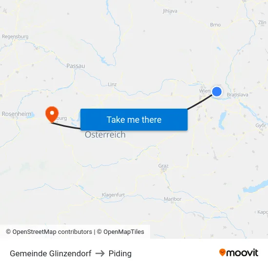 Gemeinde Glinzendorf to Piding map