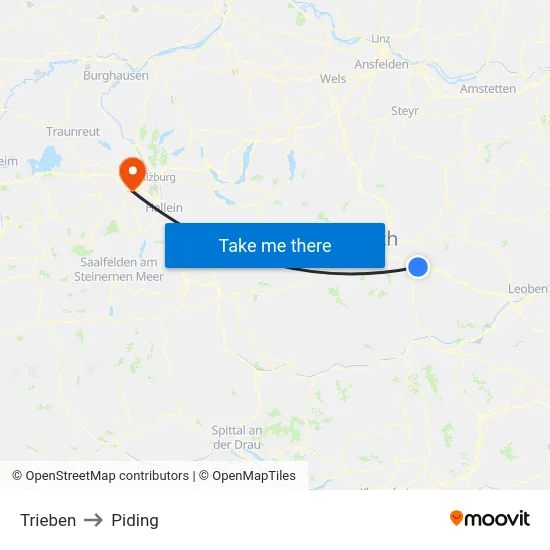 Trieben to Piding map