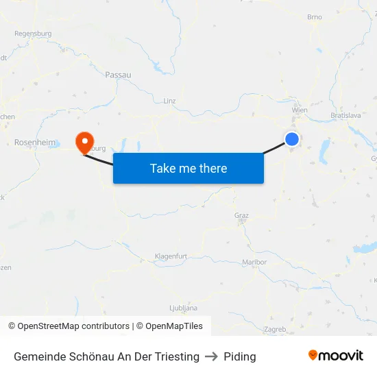 Gemeinde Schönau An Der Triesting to Piding map