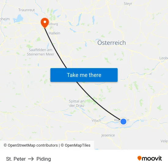 St. Peter to Piding map