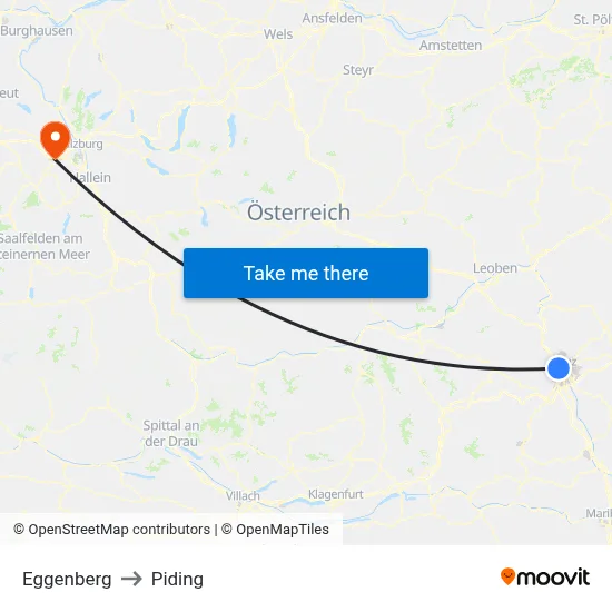 Eggenberg to Piding map