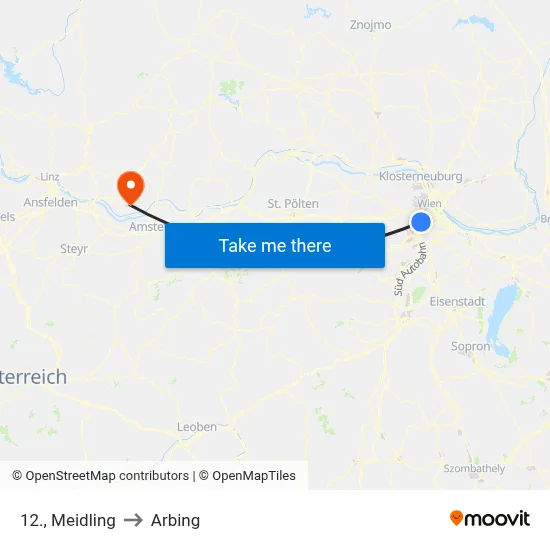 12., Meidling to Arbing map