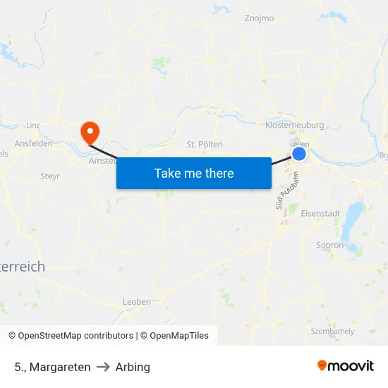 5., Margareten to Arbing map