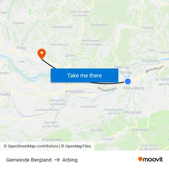 Gemeinde Bergland to Arbing map