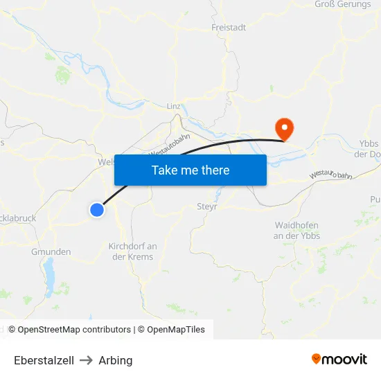 Eberstalzell to Arbing map