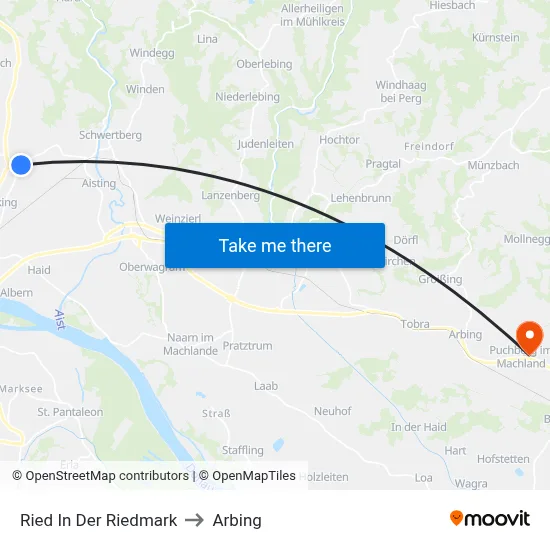 Ried In Der Riedmark to Arbing map