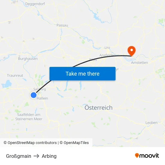 Großgmain to Arbing map