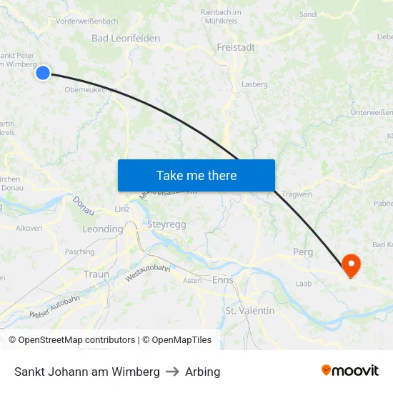 Sankt Johann am Wimberg to Arbing map