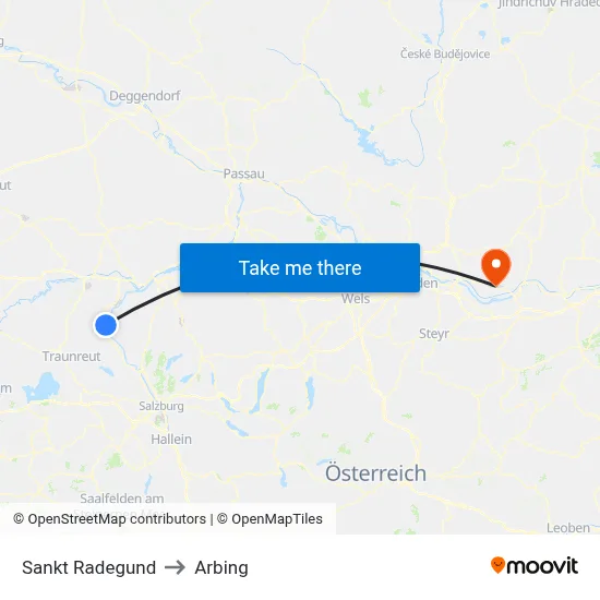 Sankt Radegund to Arbing map
