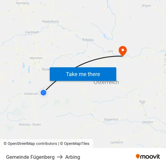 Gemeinde Fügenberg to Arbing map