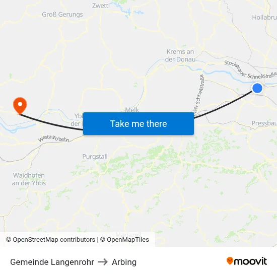 Gemeinde Langenrohr to Arbing map