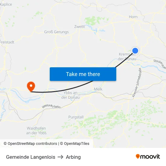 Gemeinde Langenlois to Arbing map