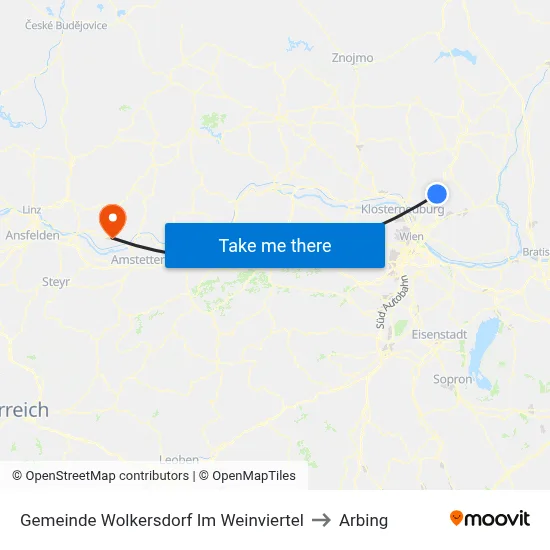 Gemeinde Wolkersdorf Im Weinviertel to Arbing map
