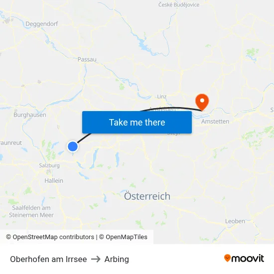 Oberhofen am Irrsee to Arbing map