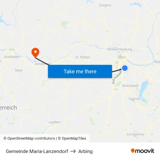 Gemeinde Maria-Lanzendorf to Arbing map