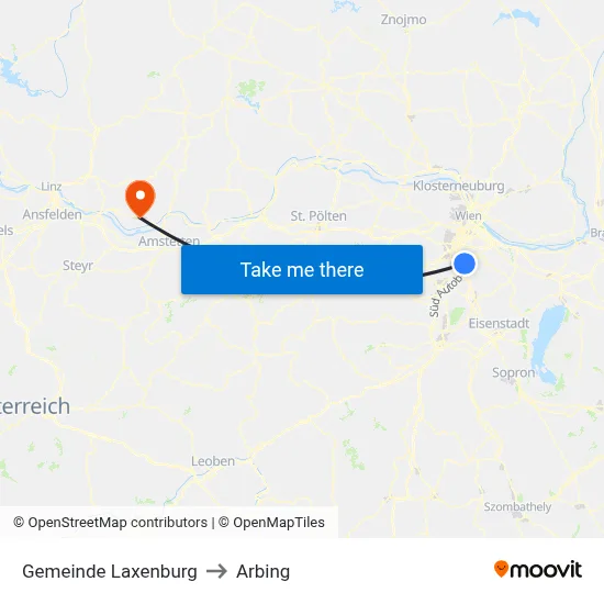 Gemeinde Laxenburg to Arbing map