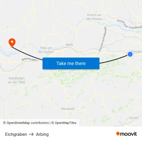Eichgraben to Arbing map