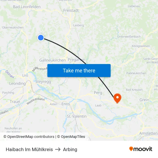 Haibach Im Mühlkreis to Arbing map
