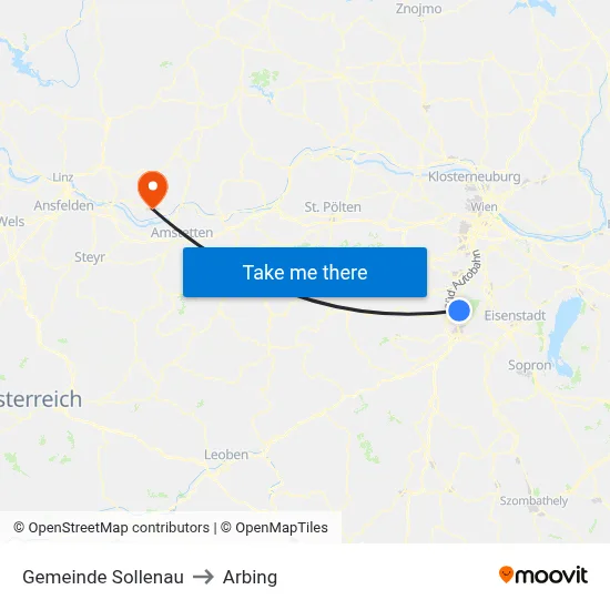 Gemeinde Sollenau to Arbing map