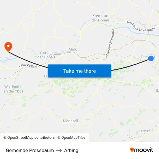 Gemeinde Pressbaum to Arbing map