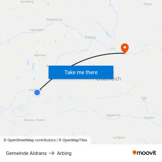 Gemeinde Aldrans to Arbing map