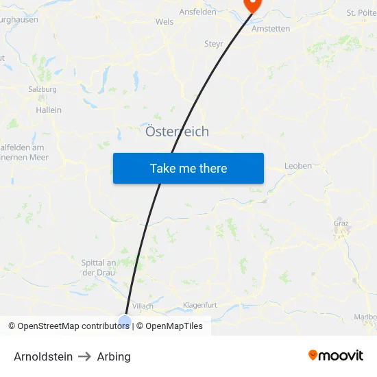 Arnoldstein to Arbing map